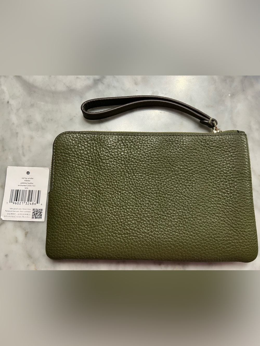 EUC! Kate Spade ♠️ Enchanted Green pebbled leather L-Zip Wristlet/Clutch$138! - Picture 6 of 10